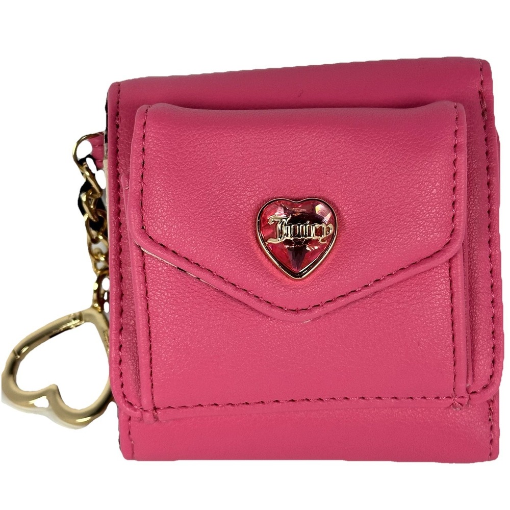 Juicy Couture Mini Envelope Wallet‎ Women Small Pink NWT Heart Charm Trifold